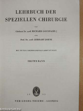 Lehrbuch der Speziellen Chirurgie I.