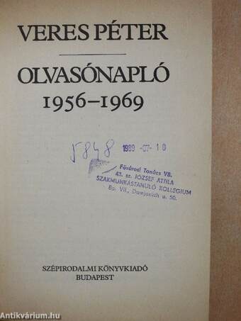 Olvasónapló 1956-1969