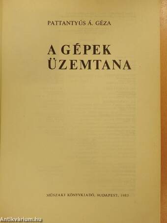 A gépek üzemtana