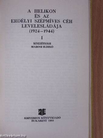 A Helikon és az Erdélyi Szépmíves Céh levelesládája I. (töredék)