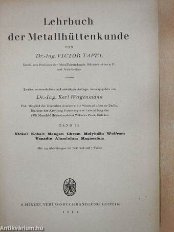 Lehrbuch der Metallhüttenkunde III.
