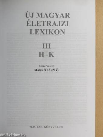 Új magyar életrajzi lexikon III. (töredék)