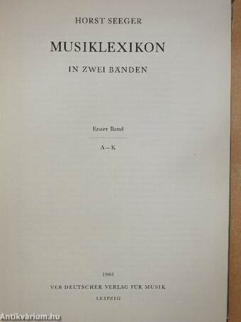 Musiklexikon in zwei bänden I. (töredék)