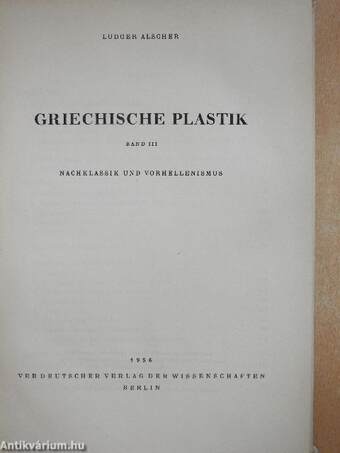 Griechische Plastik III. (töredék)