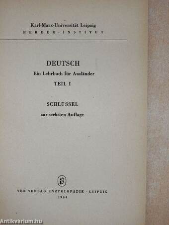 Deutsch - Ein Lehrbuch für Ausländer - Schlüssel 1.