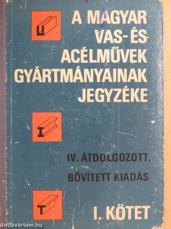 A magyar vas- és acélművek gyártmányainak jegyzéke I. (töredék)