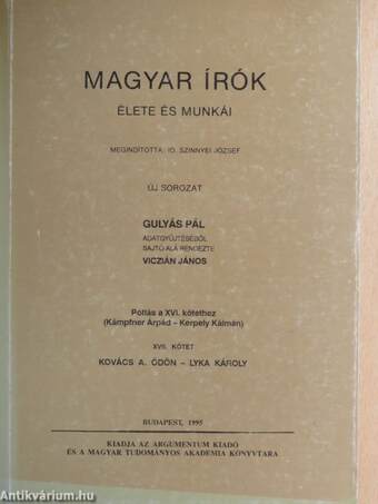 Magyar írók élete és munkái XVII. (töredék)