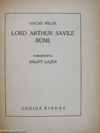 Lord Arthur Savile büne/A cantervillei kisértet