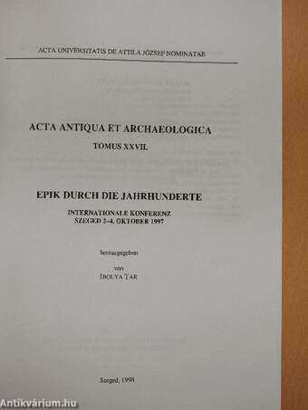 Acta Antiqua et Archaeologica Tomus XXVII.