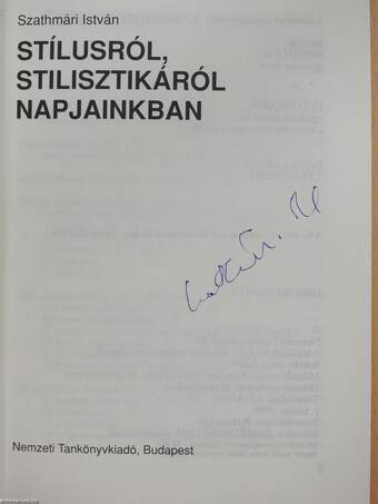 Stílusról, stilisztikáról napjainkban (aláírt példány)