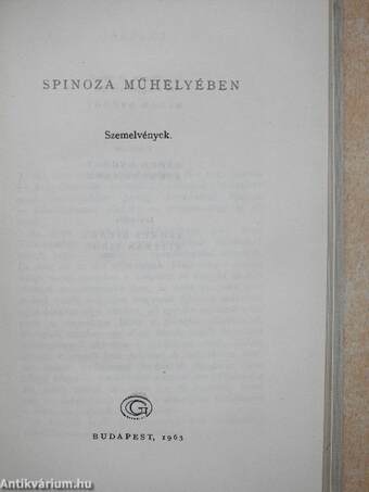 Spinoza műhelyében