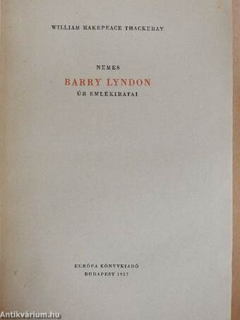 Nemes Barry Lyndon úr emlékiratai