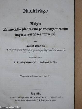 Nachträge zu Maly's Enumeratio plantarum phanerogamicarum imperii austriaci universi