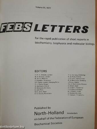 Febs Letters Volume 81, Number 1-2./Volume 82, Number 1-2.