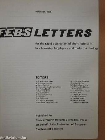 Febs Letters Volume 85, Number 1-2./Volume 86, Number 1-2.