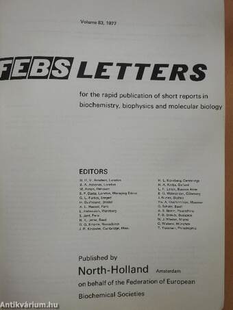 Febs Letters Volume 83, Number 1-2./Volume 84, Number 1-2.