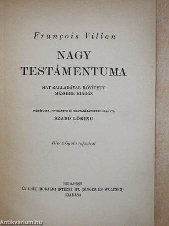 Francois Villon Nagy Testámentuma