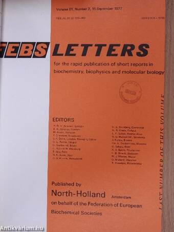 Febs Letters Volume 81, Number 1-2./Volume 82, Number 1-2.