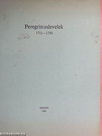 Peregrinuslevelek 1711-1750