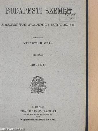 Budapesti Szemle 222. kötet 644-646. szám