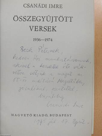 Összegyűjtött versek (dedikált példány)