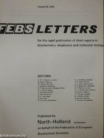 Febs Letters Volume 55, Number 1./Volume 56, Number 1-2.