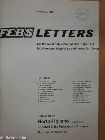 Febs Letters Volume 77, Number 1-2./Volume 78, Number 1-2.