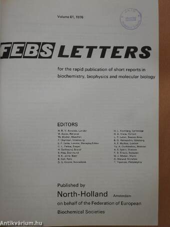 Febs Letters Volume 61, Number 1-2./Volume 62, Number 1-3.