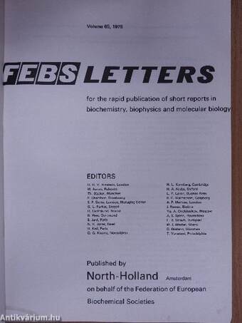 Febs Letters Volume 65, Number 1-3./Volume 66, Number 1-2.