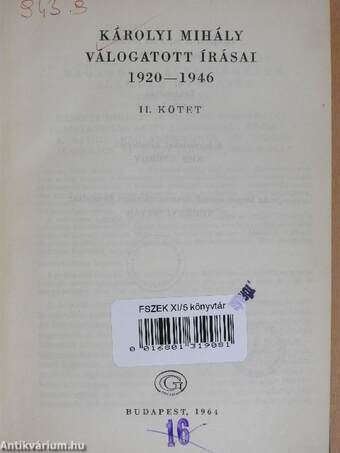 Károlyi Mihály válogatott írásai II. (töredék)