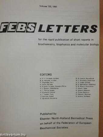 Febs Letters Volume 133, Number 1-2./Volume 134, Number 1-2.