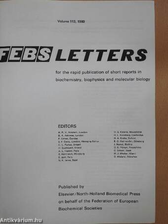 Febs Letters Volume 113, Number 1-2./Volume 114, Number 1-2.