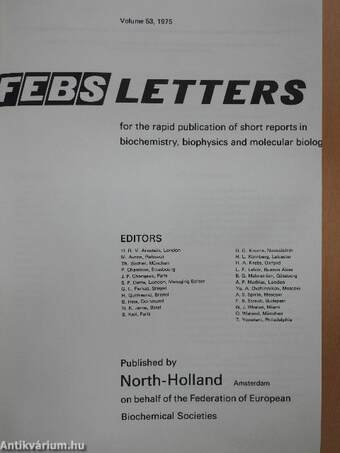 Febs Letters Volume 53, Number 1-3./Volume 54, Number 1-3.