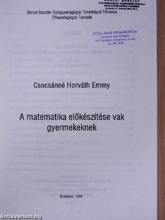 A matematika előkészítése vak gyermekeknek