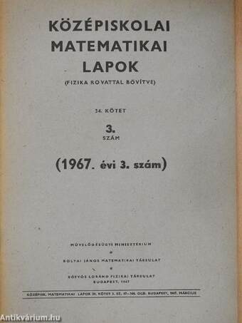 Középiskolai matematikai lapok 1967/3.