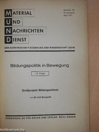Material und Nachrichten Dienst April 1971