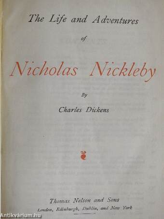 The Life and Adventures of Nicholas Nickleby