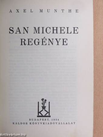 San Michele regénye