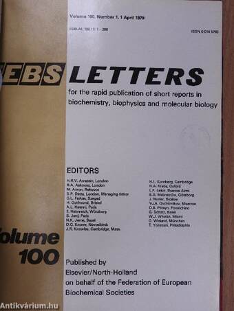 Febs Letters Volume 99, Number 1-2./Volume 100, Number 1-2.