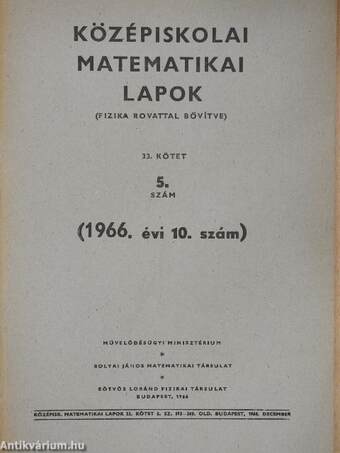 Középiskolai matematikai lapok 1966/10.