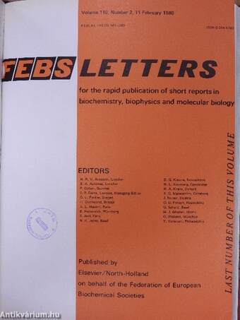 Febs Letters Volume 109, Number 1-2./Volume 110, Number 1-2.