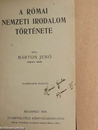 A római nemzeti irodalom története/Római régiségek/Görög nyelvtan/Általános nyelvtudomány/Rendszeres franczia nyelvtan