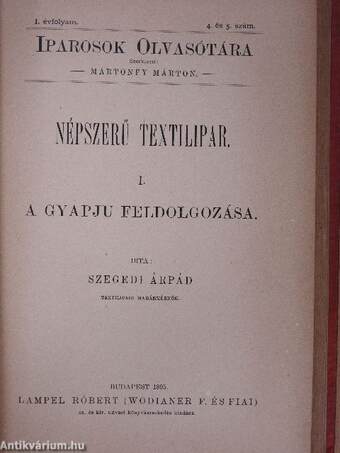 Iparosok olvasótára 1895/3-8., 10., 1897/1., 7-8.