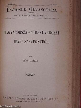 Iparosok olvasótára 1895/3-8., 10., 1897/1., 7-8.