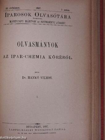 Iparosok olvasótára 1895/3-8., 10., 1897/1., 7-8.