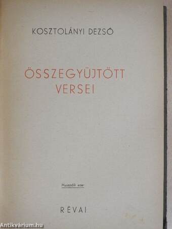 Kosztolányi Dezső összegyűjtött versei