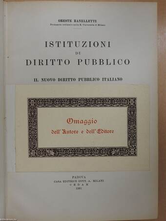 Istituzioni di Diritto Pubblico (aláírt példány)