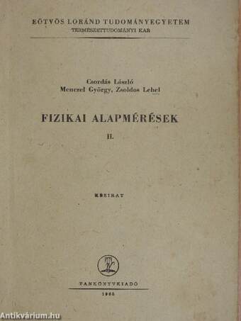 Fizikai alapmérések II.