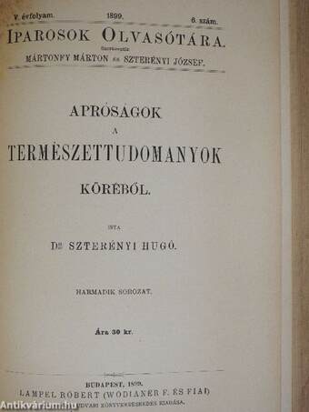 Iparosok olvasótára 1895/9., 1899/1-9.