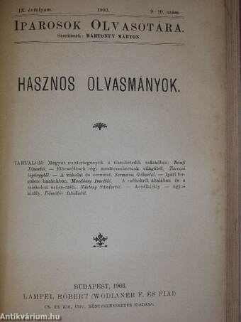 Iparosok olvasótára 1903/1-10.